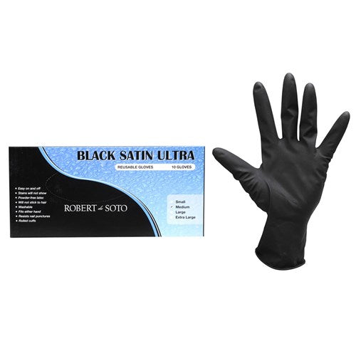 Robert de Soto Black Satin Reusable Gloves 10pk
