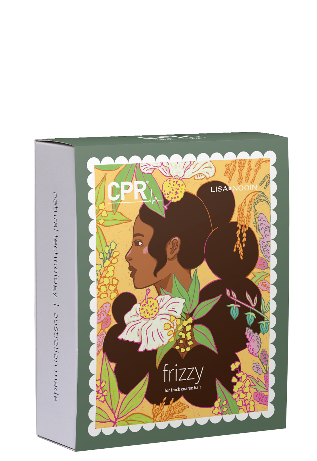 Gift Box of CPR Hair products from the Frizzy Trio Pack background. The gift box contains ‘CPR Frizzy Shampoo,’ ‘CPR Frizzy Conditioner,’ and ‘CPR Frizzy Treatment,’ box with distinct colour and design.