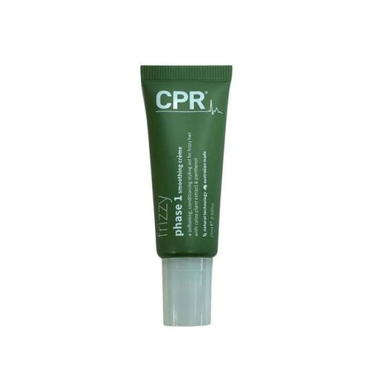 A mini travel size bottle of CPR Frizzy Solution Phase 1 hair product