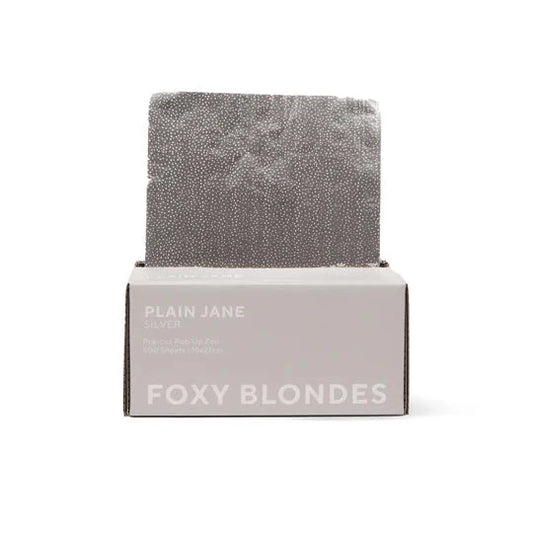Gray textured towel in a 'Plain Jane' box by Foxy Blondes on a white background