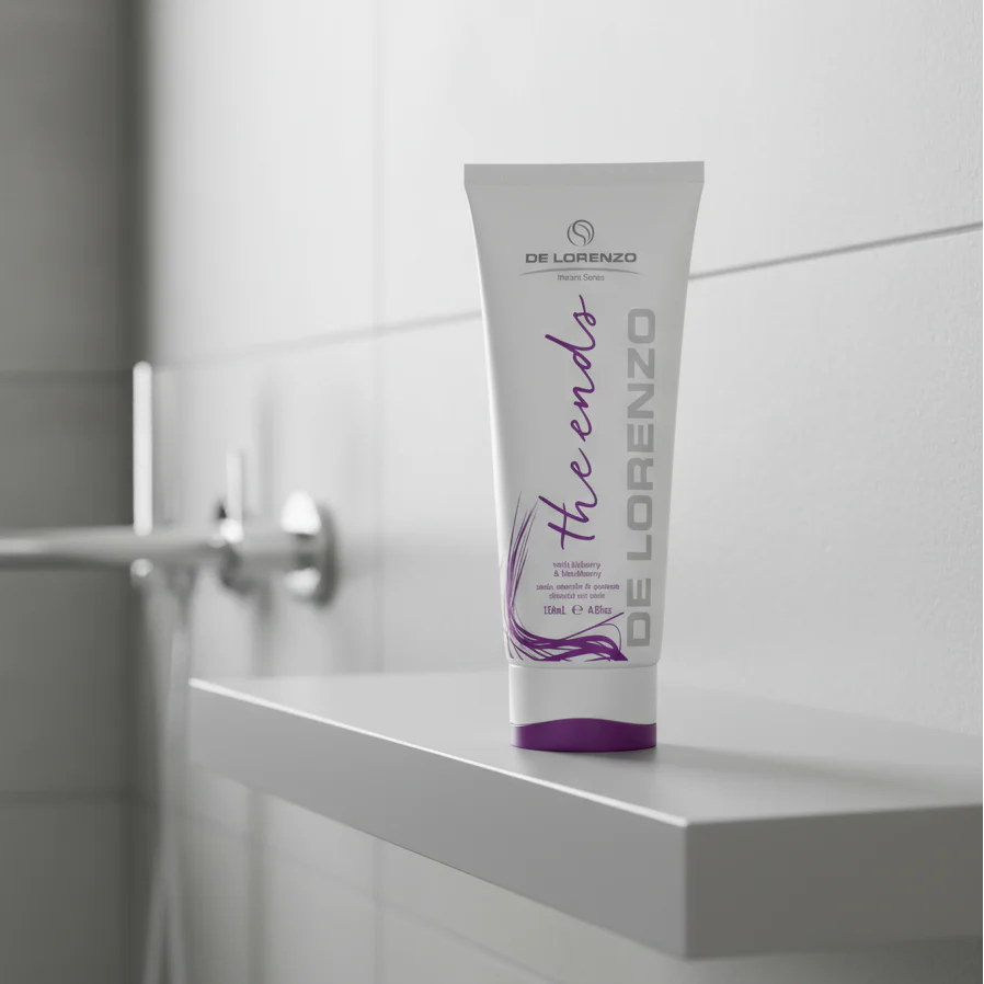 De Lorenzo hair care product tube on a background