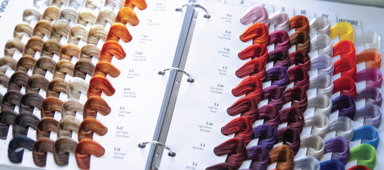 CPR Permanent hair colour chart showing all CPR permanent hair colours in a swatch book