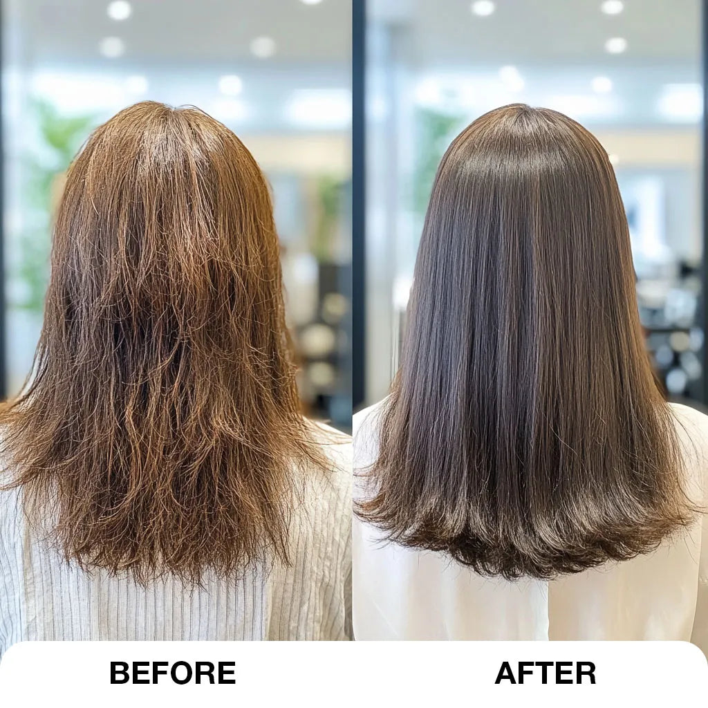Hair Treatments before and after using Brasil Cacua Nanoplastia by Hairdressers Hardware