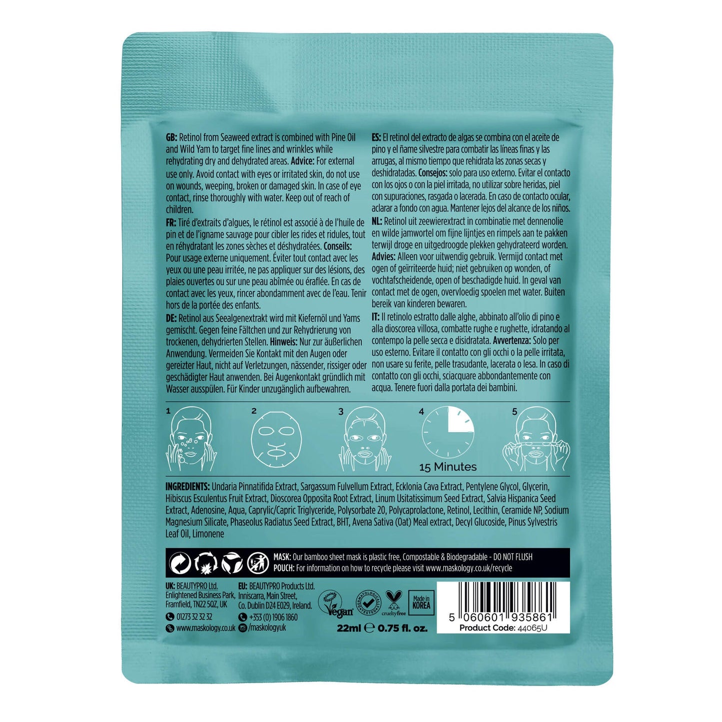 Maskology Retinol Professional Sheet Face Mask – Anti‑Ageing & Conditioning Treatment