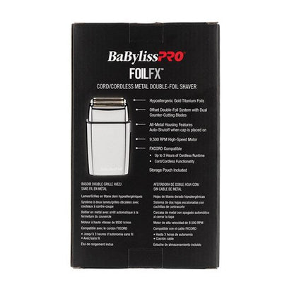 BaBylissPRO Foil FX02 Metal Double Foil Shaver - Silver