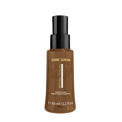 Brown serum bottle with black cap on a white background