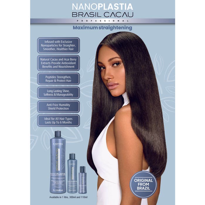 Brasil Cacau NanoPLASTIA 300ml Kit (Straightening Treatment + Anti-Frizz Shampoo & Conditioner)