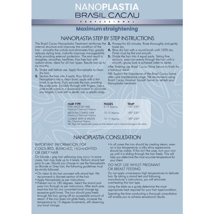 Brasil Cacau NanoPLASTIA 300ml Kit (Straightening Treatment + Anti-Frizz Shampoo & Conditioner)