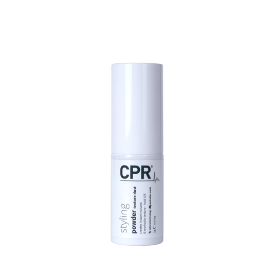 CPR Styling Powder Texture Dust 2g in its compact, sleek packaging, designed to enhance volume and texture, set against a neutral background to highlight its lightweight, innovative formula for professional-grade hairstyling