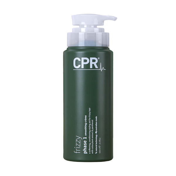 A large professional hair care bottle of CPR Frizzy Solution Phase 1 hair product in 500ml bottle