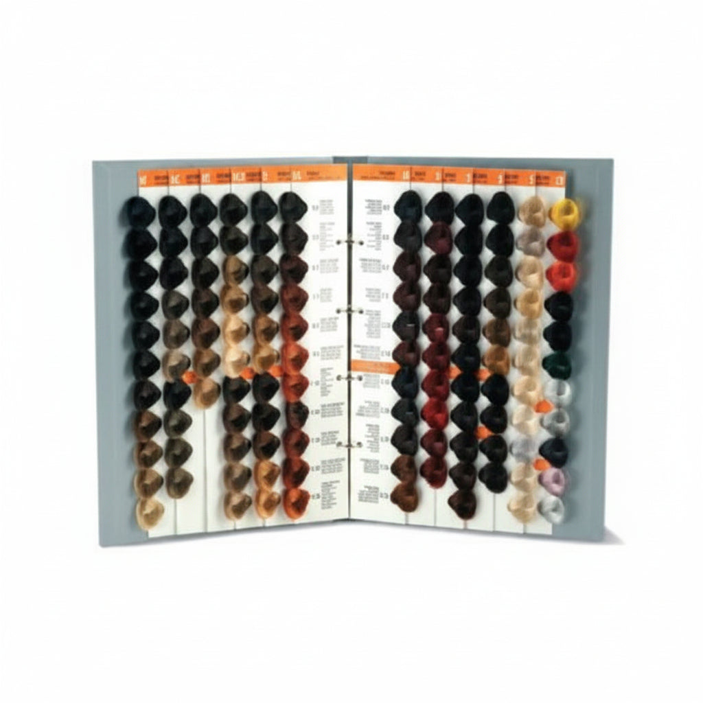 Color chart for compagnia hair colours  with various colour options on a white background