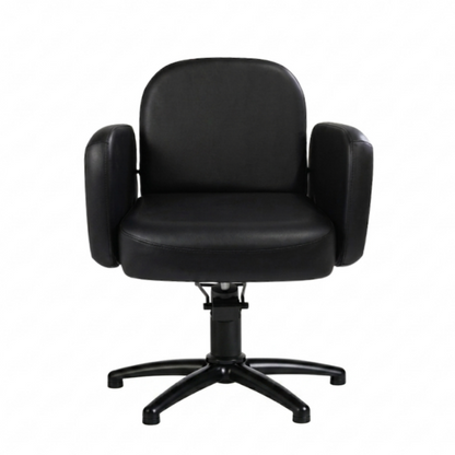 Black salon hairdressing chair on a white background