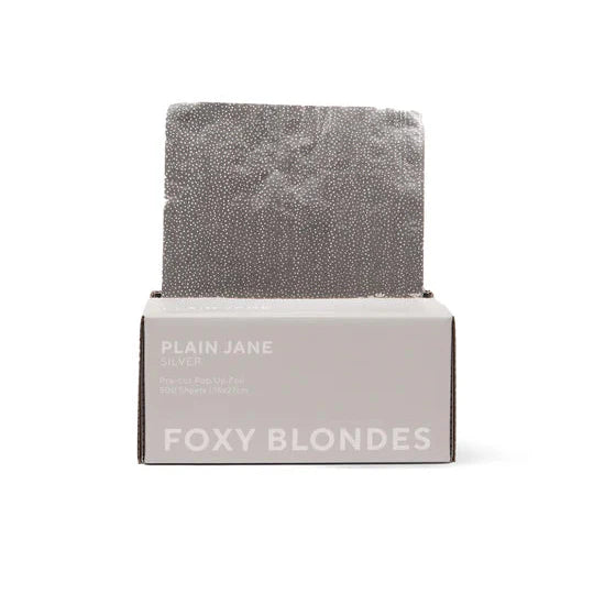 Gray textured towel in a 'Plain Jane' box by Foxy Blondes on a white background