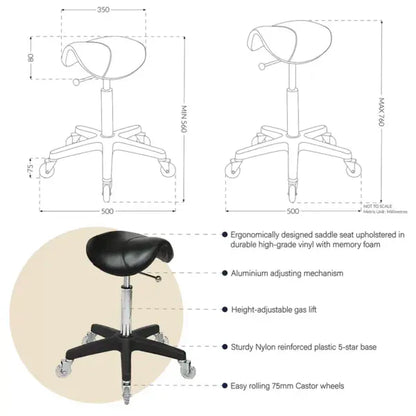 Saddle Stool with No Back – Ergonomic Professional Salon Stool