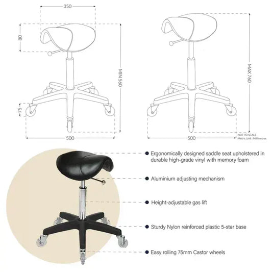 Saddle Stool with No Back – Ergonomic Professional Salon Stool