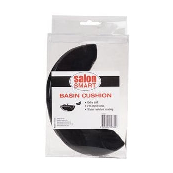 Packaged black basin cushion with 'Salon Smart' branding on a white background