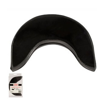 Black rubber boot sole on a white background with a small packaging label.