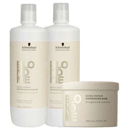 Schwarzkopf BLONDME Bond Repair Nourishing 1000ml Shampoo, Conditioner & 500ml mask Trio