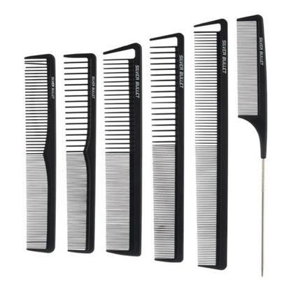 Silver Bullet Carbon Comb Set – 6 Piece with Pouch