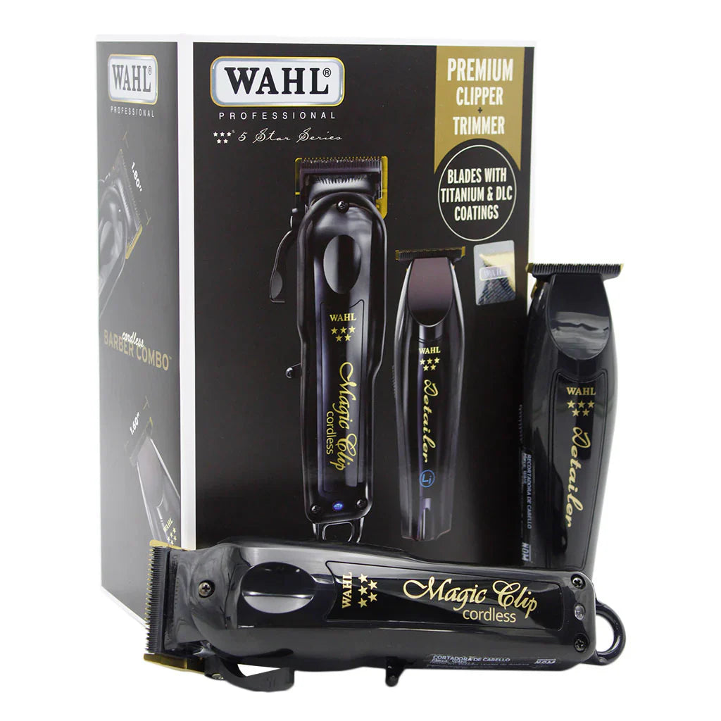 Wahl 5‑Star Cordless Barber Combo – Magic Clip & Detailer Li (Black)