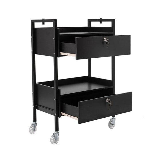 2 Tier Salon Trolley - Black