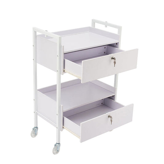 2 Tier Salon Trolley - White