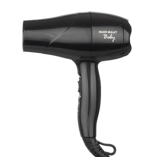 Silver Bullet Baby Travel Mini Hair Dryer & Diffuser - 1200W Dual Voltage (Black)