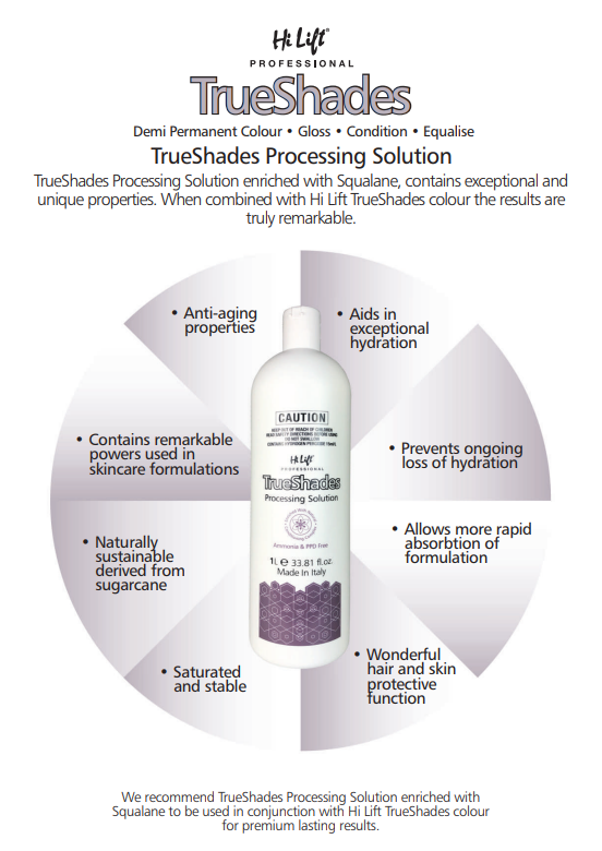 Hi Lift True Shades Demi Permanent Colour Chart