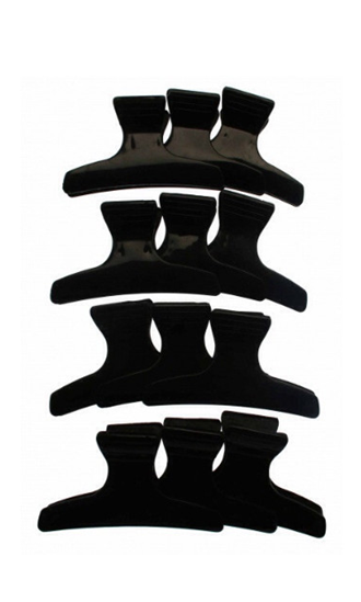 Butterfly Clips- 12 Pack- Black