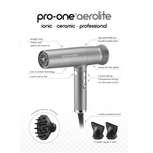 Pro-One Aerolite Hairdryer- Grey SALE
