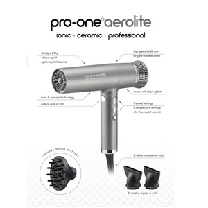 Pro-One Aerolite Hairdryer- Grey